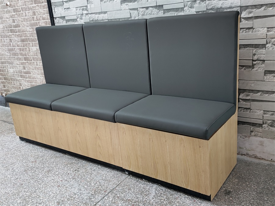 Customizable Restaurant Booth Seating - Gray Upholstered Banquette
