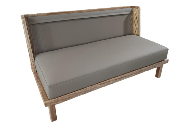 Natural Wood Coffee Shop Booth Sofa | Woven Back Cafe Seating for Restaurants & Lounges