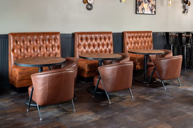 Restaurant booths and tables