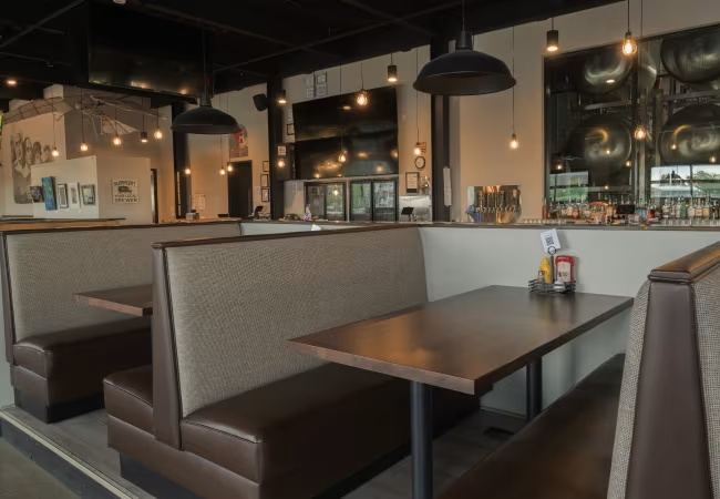 Restaurant booths and tables