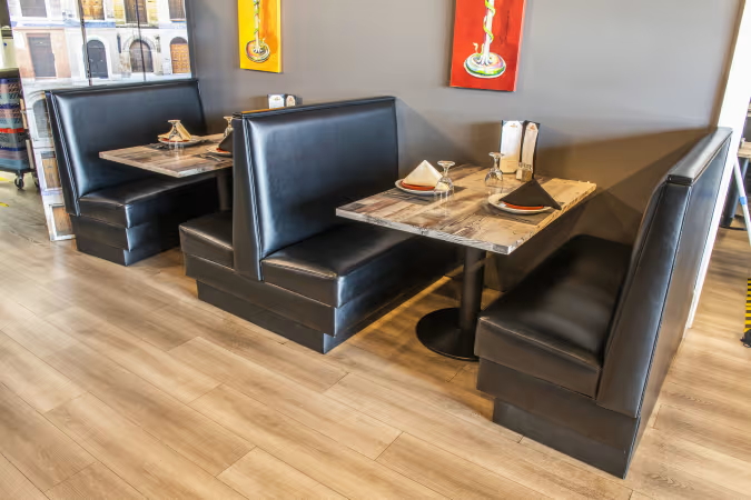 Restaurant booths and tables