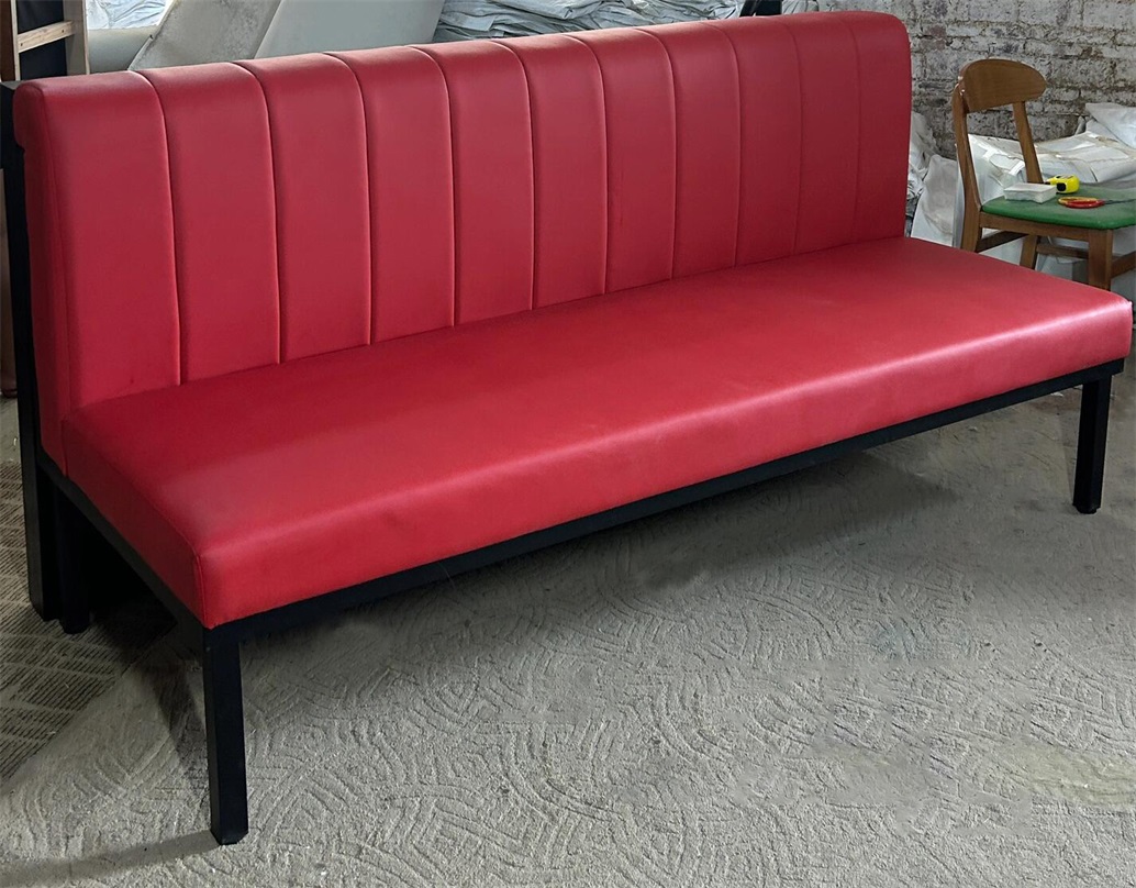 Modern Red Leather Bar Booth Seating | Durable and Comfortable Bar Bench