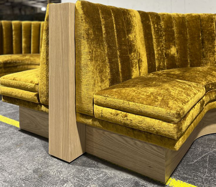 Luxury Yellow Velvet Corner Booth Seating for Hotel Dining
