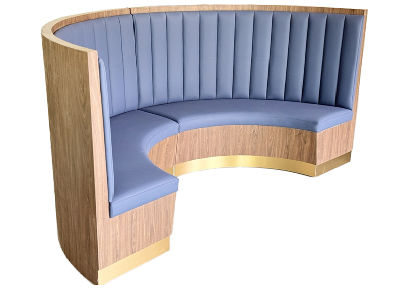 Modern Curved Booth Seating with Vertical Channel Back – Commercial Upholstered Banquette for Restaurant,