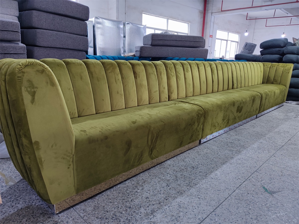 Custom restaurant booth sofa with modern vertical tufted backrest