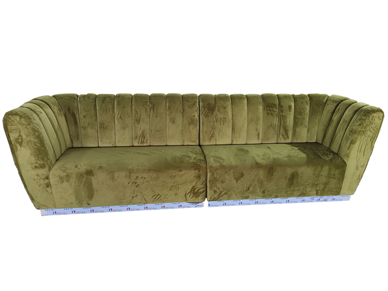 Modern Velvet Channel Tufted Banquette Sofa – Customizable Seating for Hotels & Restaurants