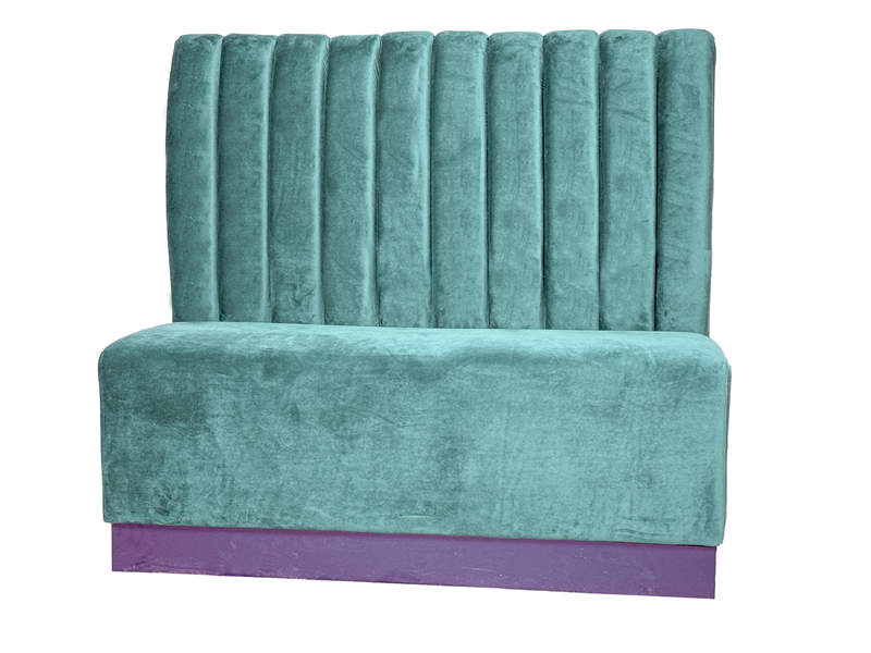 Modern Channel Tufted Booth Seating – Velvet Upholstered Banquette for Restaurant or Cafe