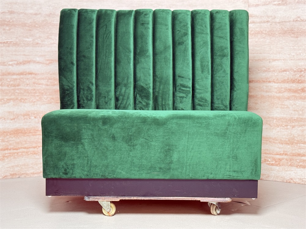 Modern channel tufted booth seating with velvet upholstery