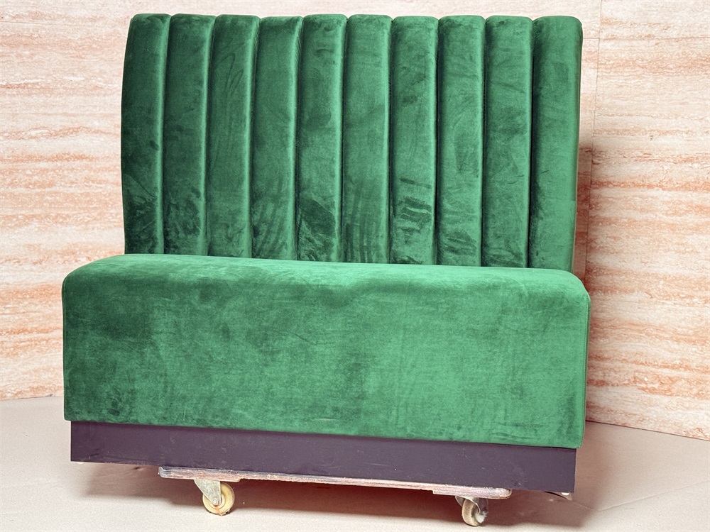 Commercial dining booth with vertical tufted backrest